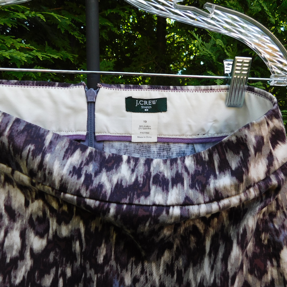 J. Crew Stretch Cotton Sateen Animal Print Pencil Skirt - Picture 2 of 2